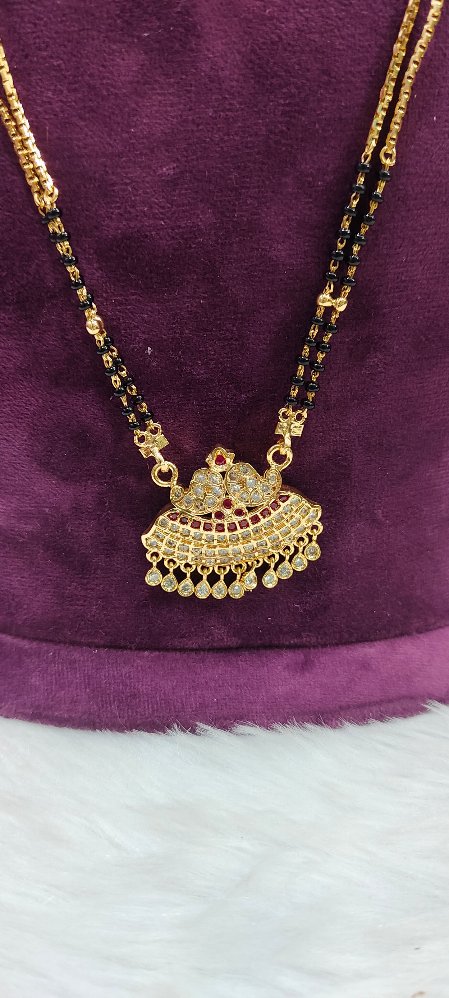 Pure panchaloham necklace and black beads combo( black beads chain not panchaloham)