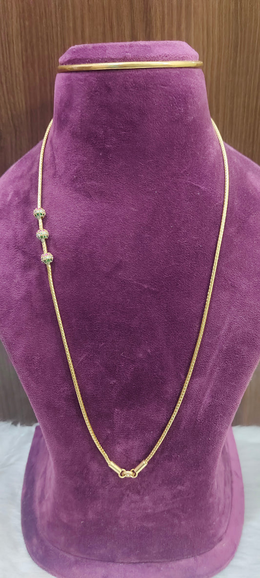 Pure panchaloham unpolished 24 " length side ball thali chain