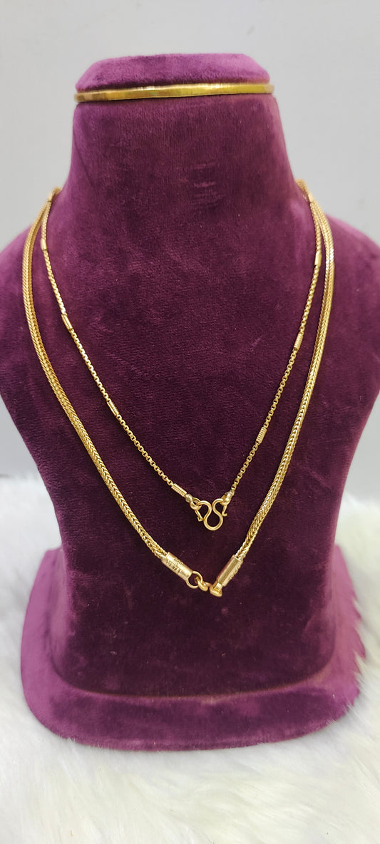 pure panchaloham unpolished mens chain and ladies chain combo( both 18" length)