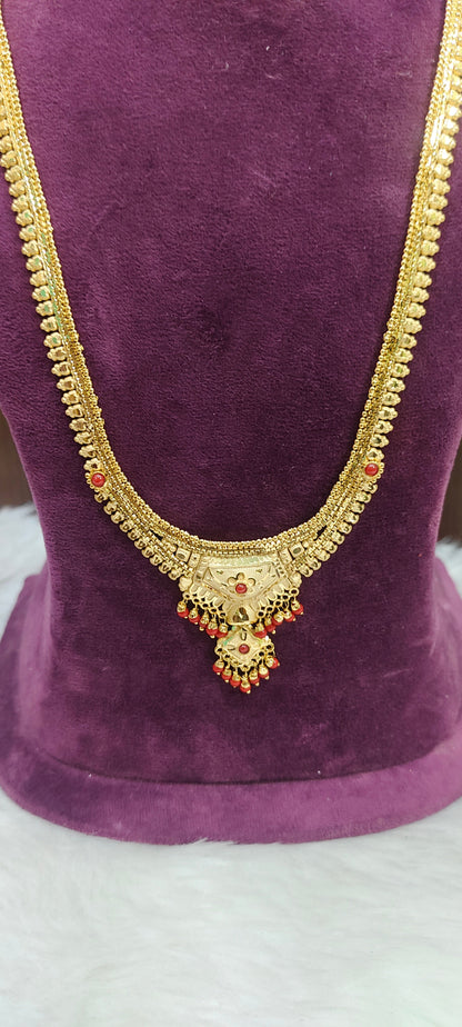 100% real gold look simple long haram with earrings