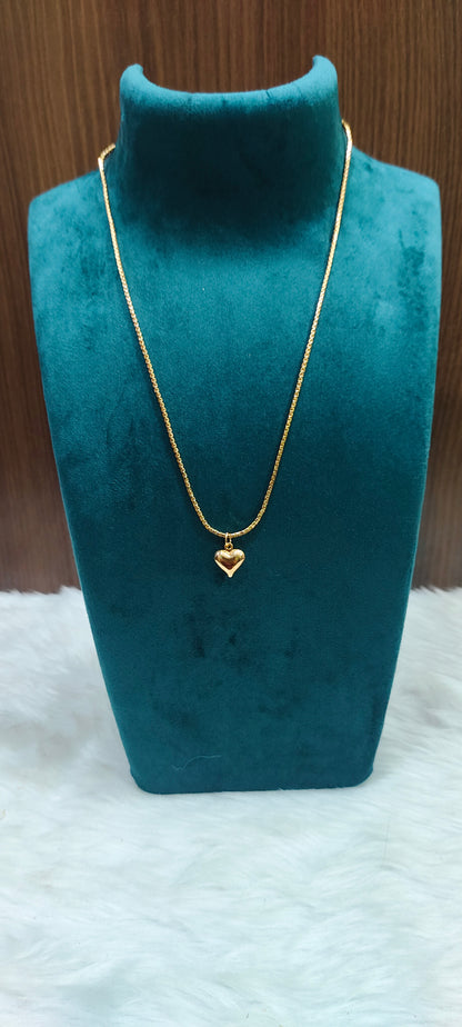 Premium micro gold plated 18" length heart pendant chain