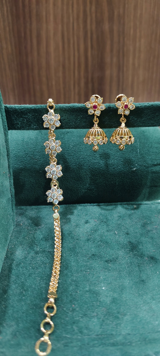 Pure panchaloham bracelet with pure panchaloham jumkas combo