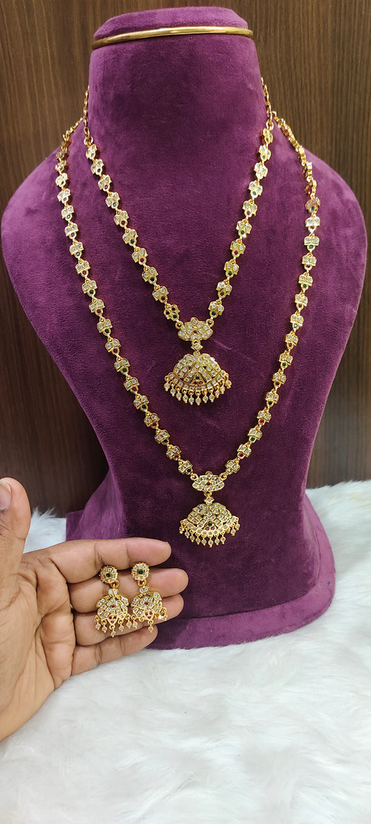 Panchaloham necklace and long haram set