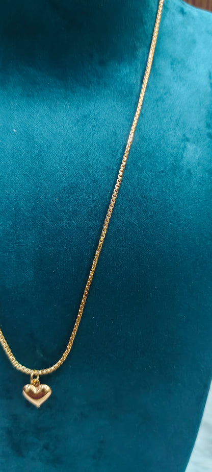 Premium micro gold plated 18" length heart pendant chain
