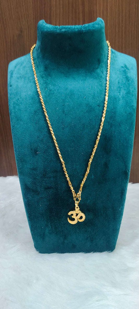100% gold look om pendant with 20" length 5+1 chain