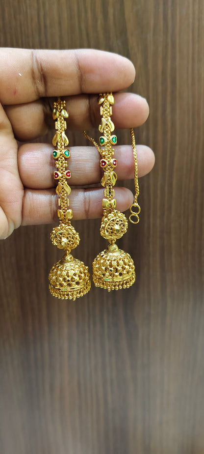 100% gold look jumkas and chuttu maati combo
