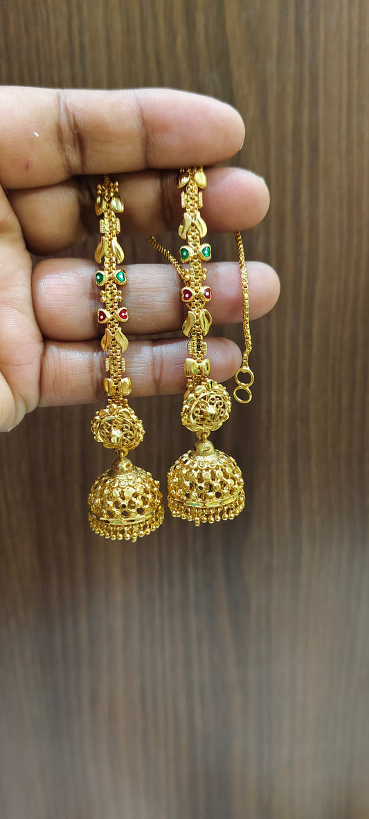 100% gold look jumkas and chuttu maati combo