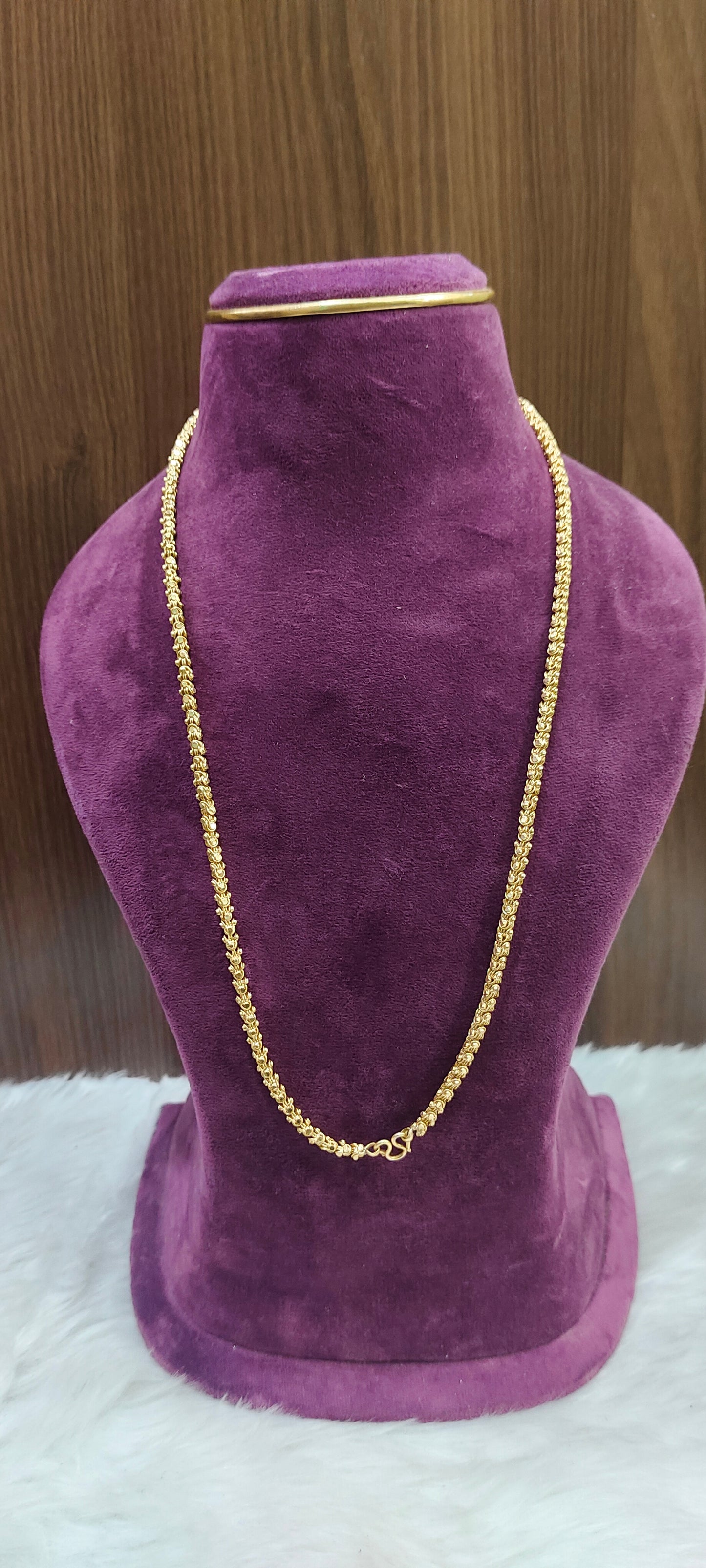 Pure panchaloham unpolished 24 " length broad chandramukhi chain