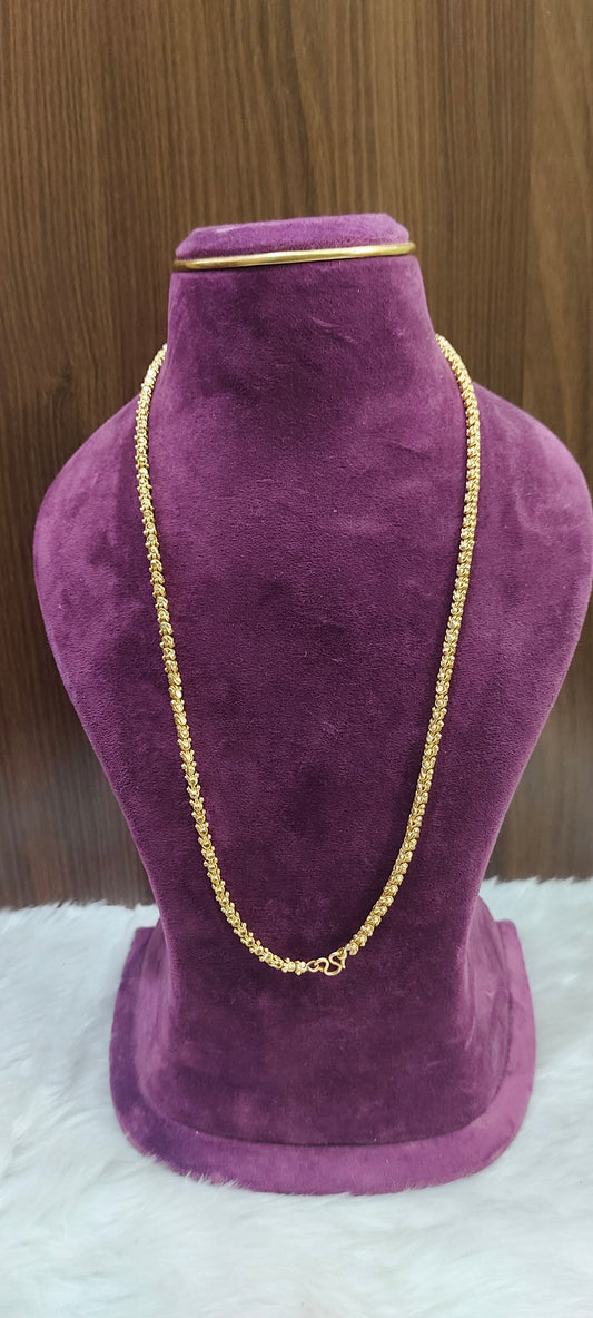Pure panchaloham unpolished 24 " length broad chandramukhi chain