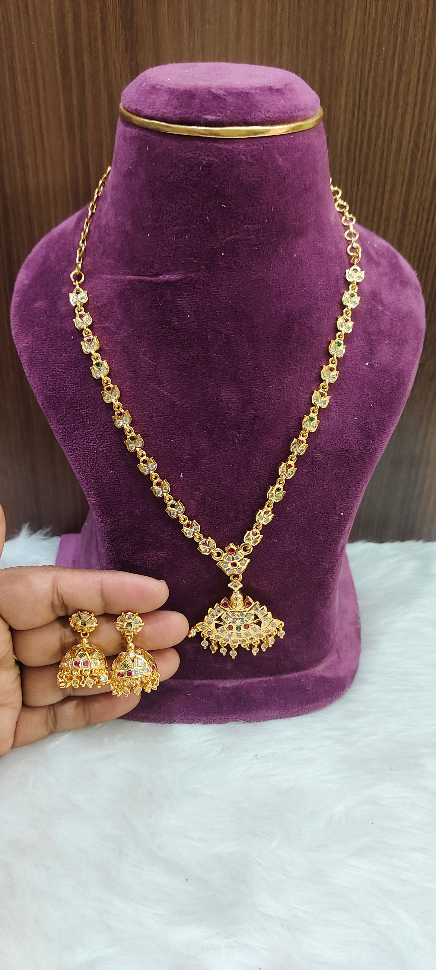 Pure panchaloham vintage look multi colour necklace set