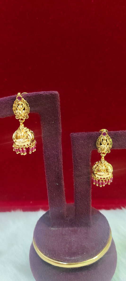 Gold look Lakshmi Devi cute jumkas