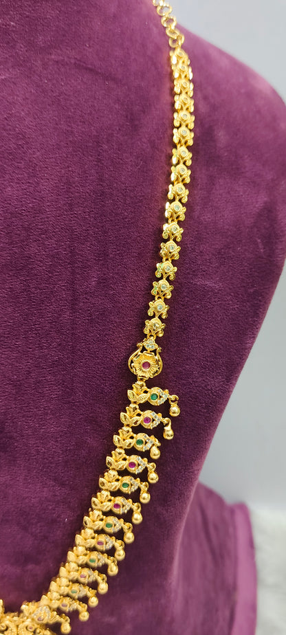 100% gold look long muvvala haram