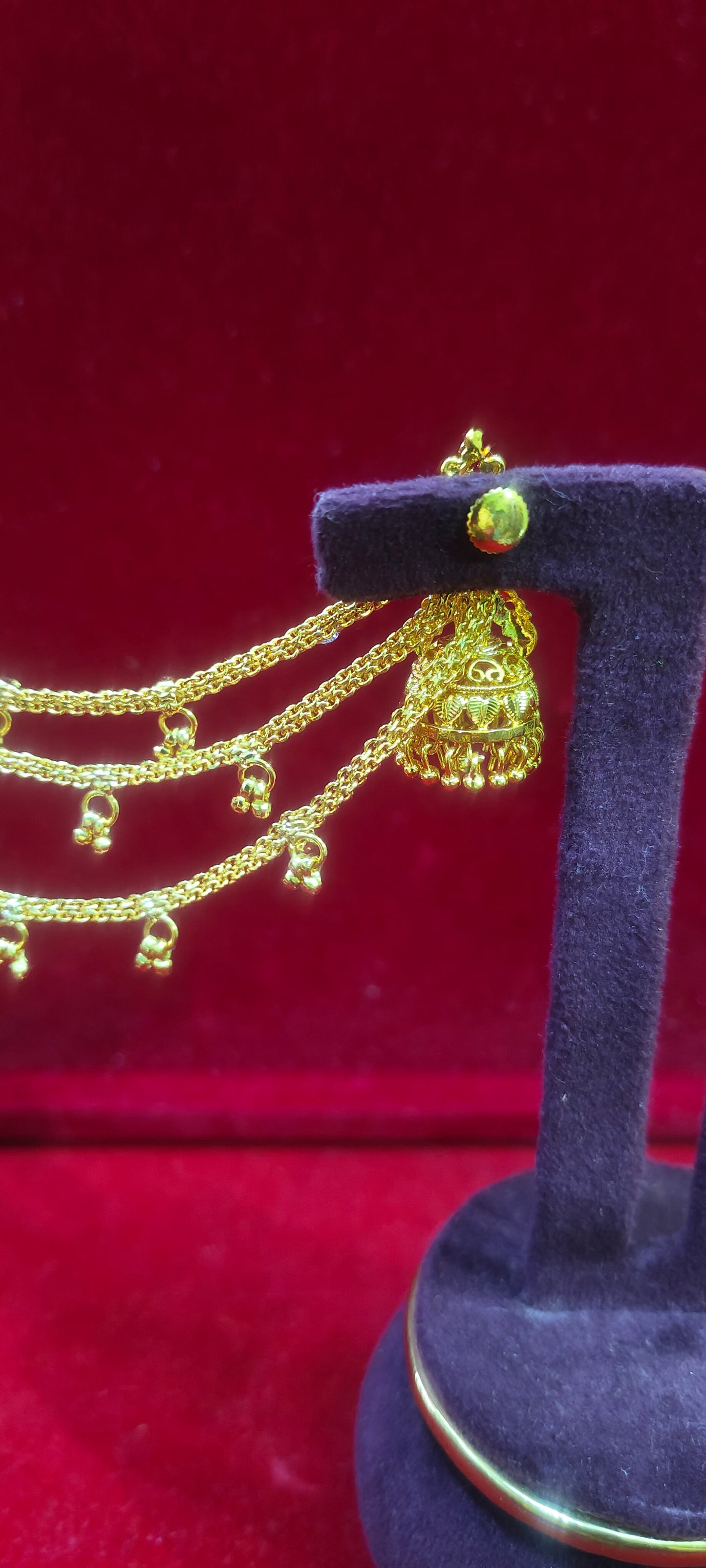 100% gold look jumkas and 3 line earchains combo