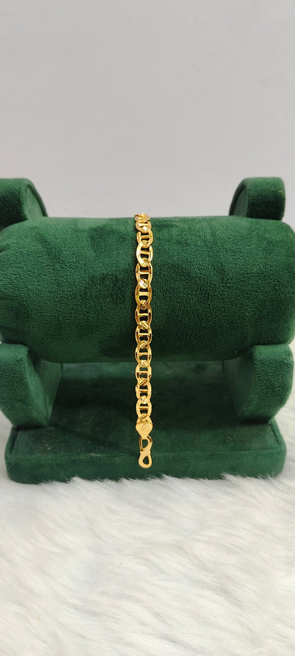 100% gold look simple 8" length mens bracelet