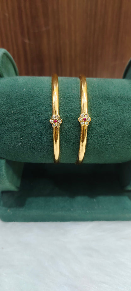Pure panchaloham polished gold look  2 bangles