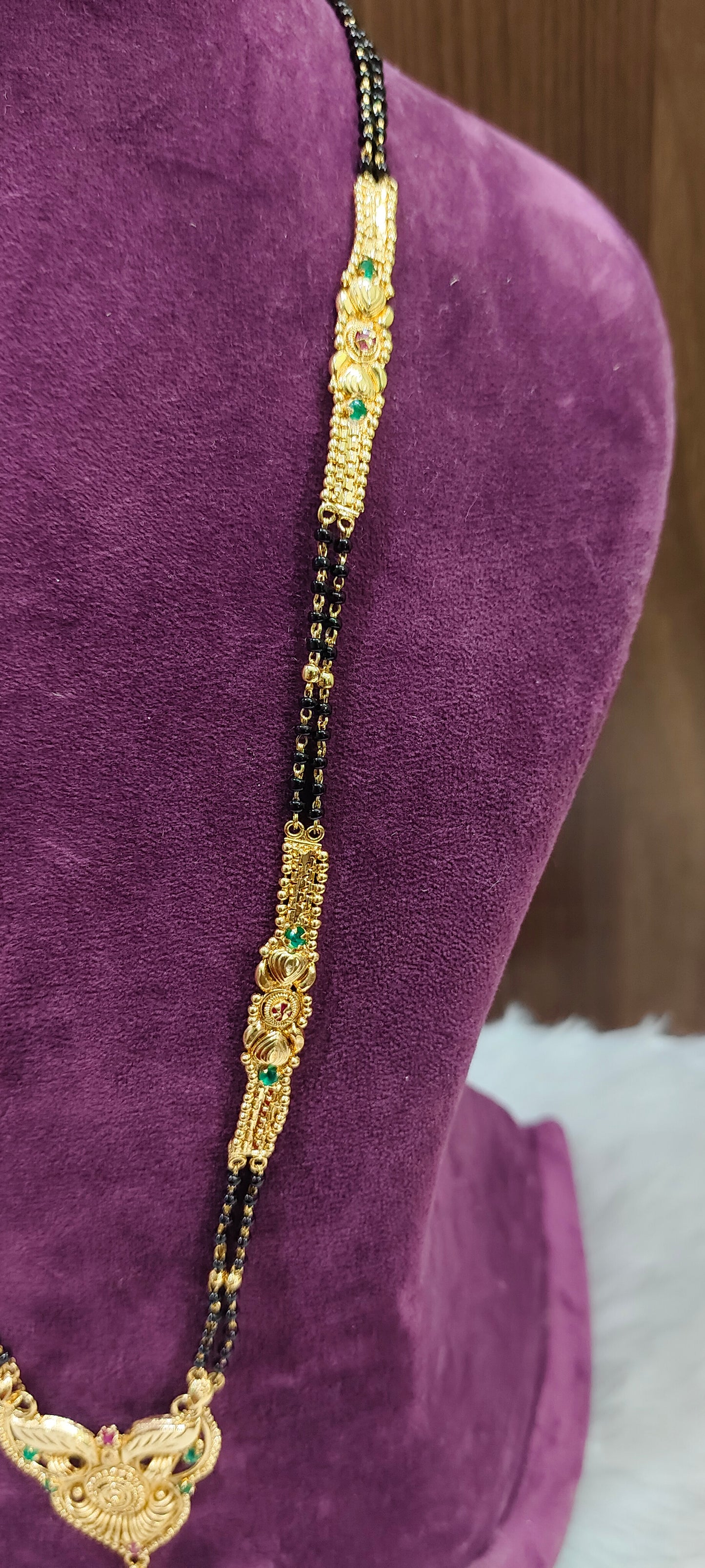 Premium micro gold plated 28" length gold look black beads