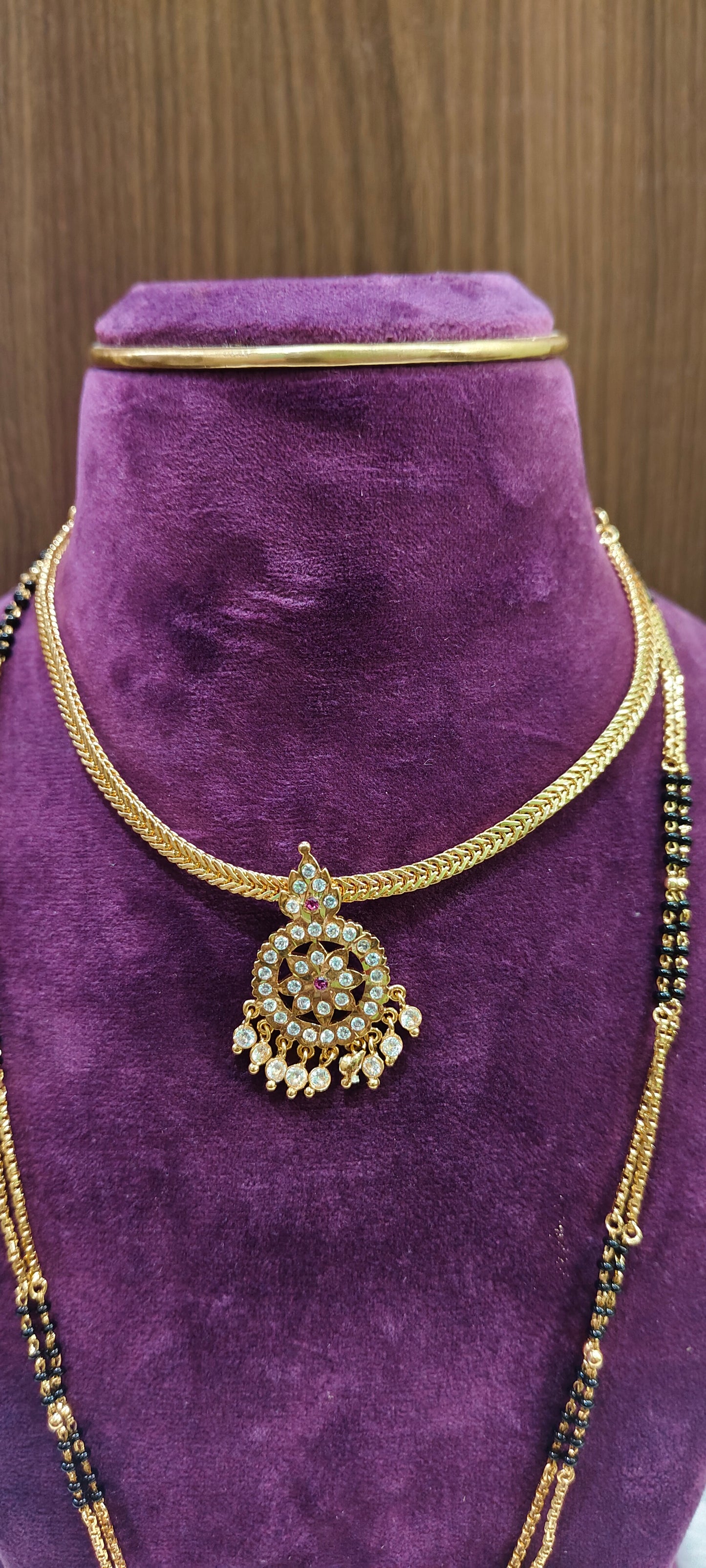 Pure panchaloham necklace and black beads combo( black beads chain not panchaloham)