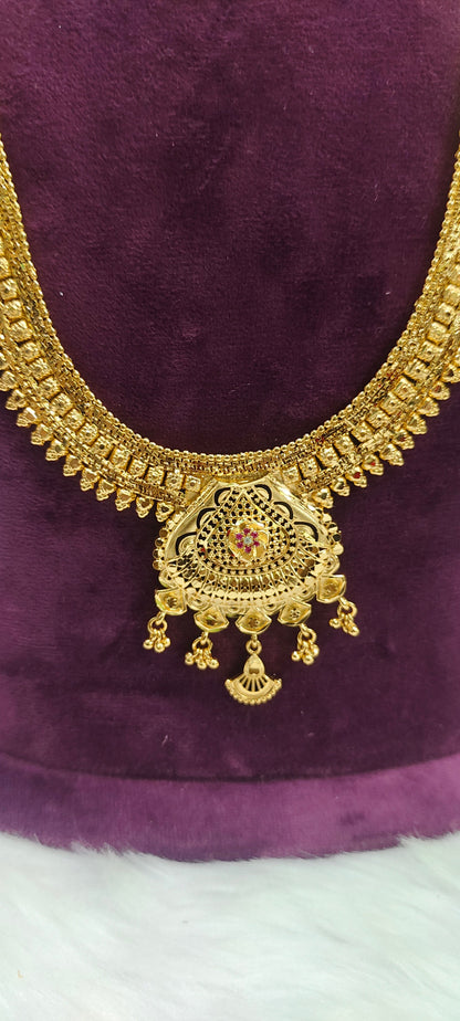 100% real gold look necklace and long haram combo set