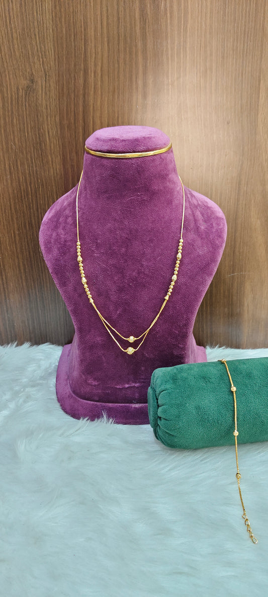 100% gold look chain and ball bracelet combo