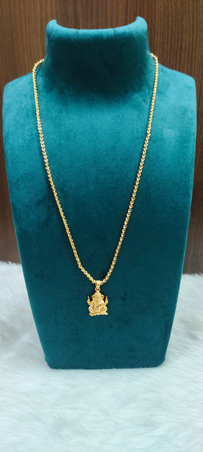 Premium micro gold plated 20" malbar chain with ganesh pendant