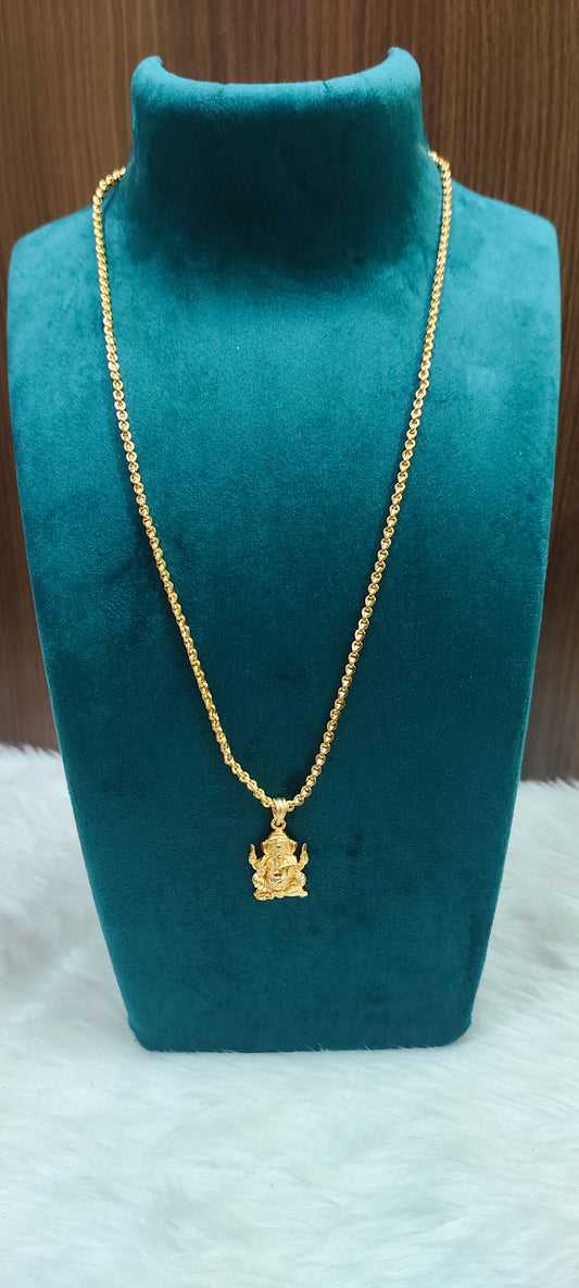 Premium micro gold plated 20" malbar chain with ganesh pendant