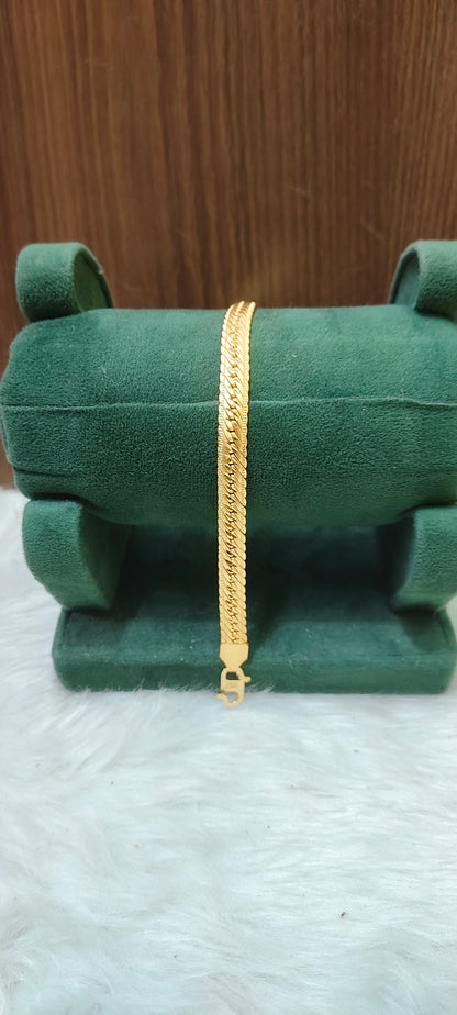 Real gold look mens bracelet with 8" length