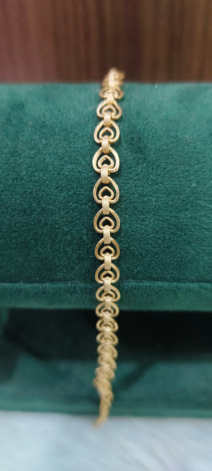 Pure panchaloham unpolished heart shape ladies bracelet
