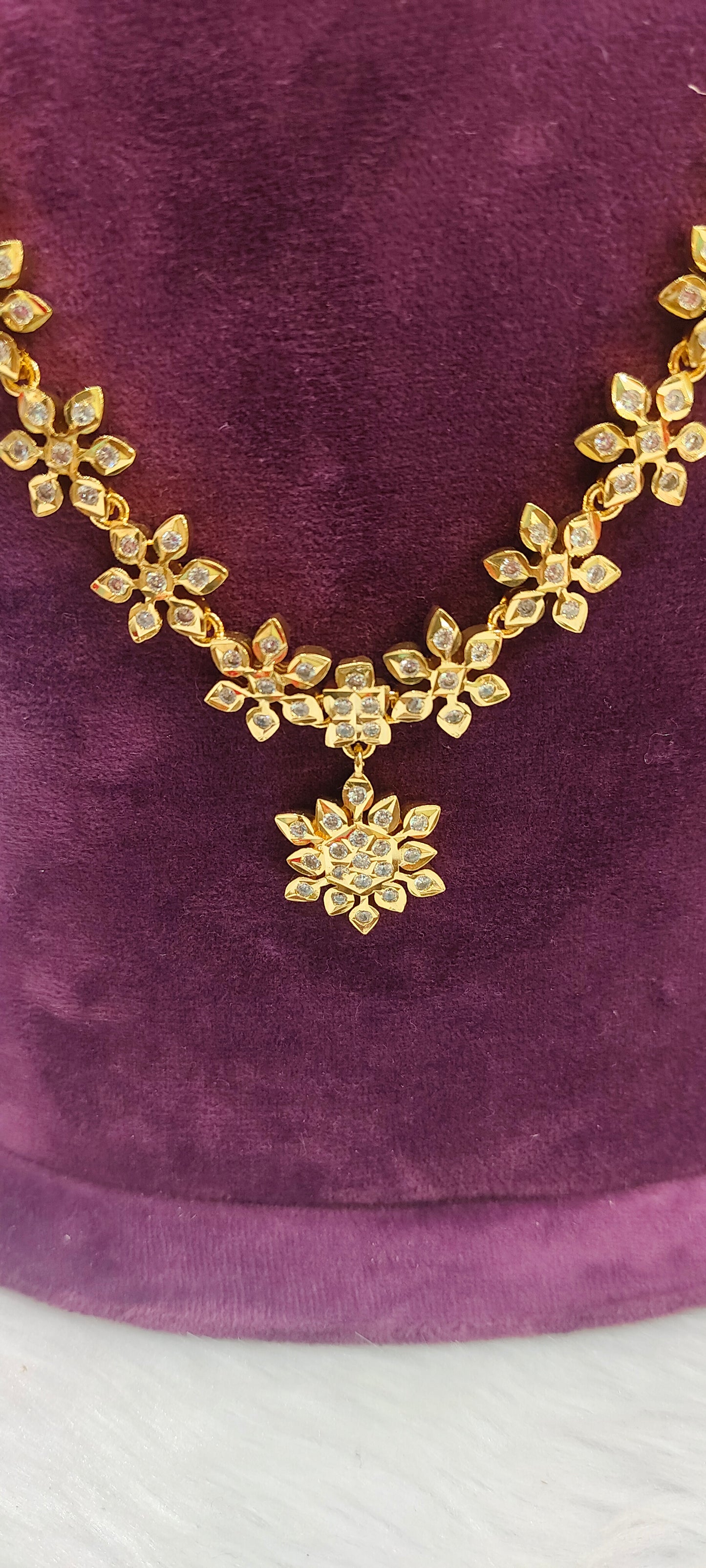 Pure panchaloham trendy necklace and long haram combo set with push back earrings