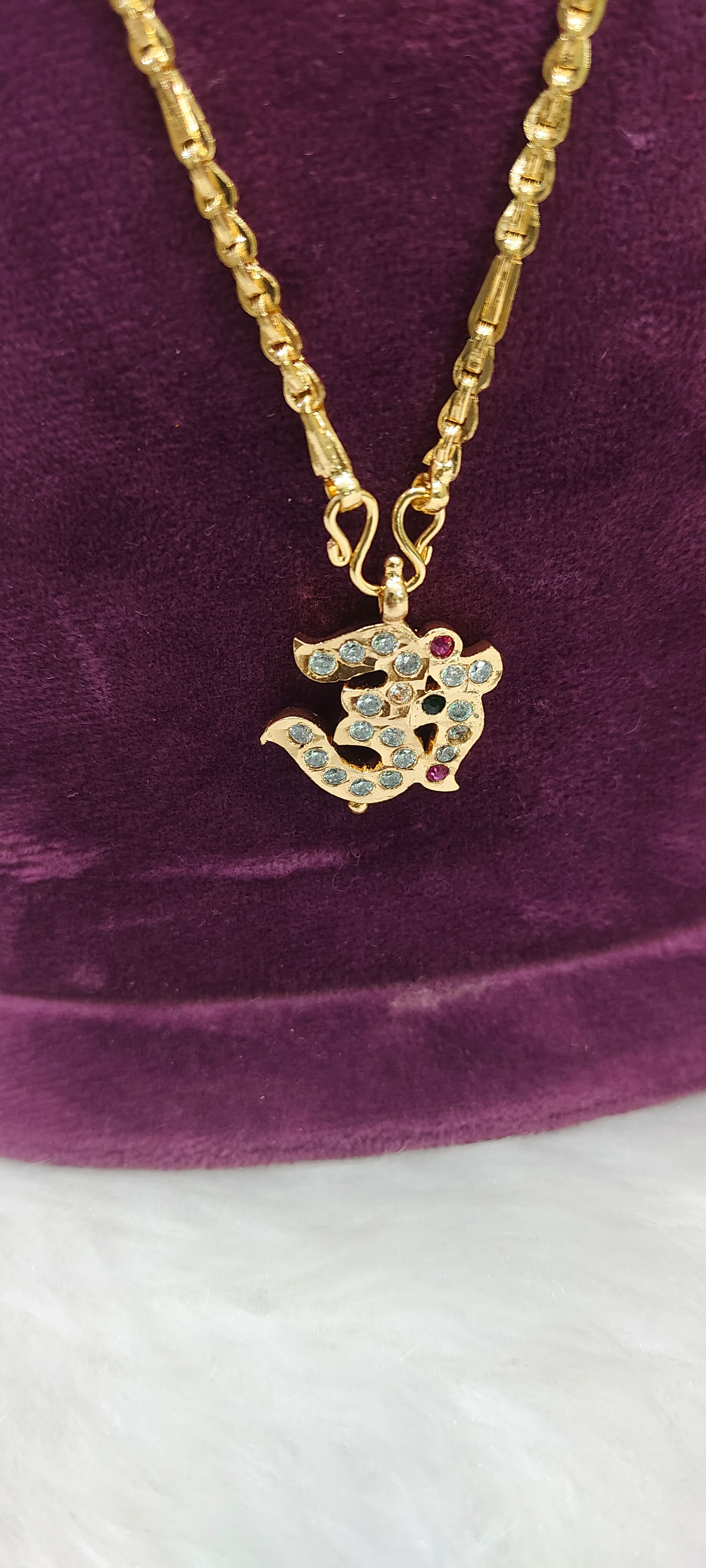 Premium micro gold plated 20" length 5 plus 1 chain with pure panchaloham polished pendant (only locket panchaloham)