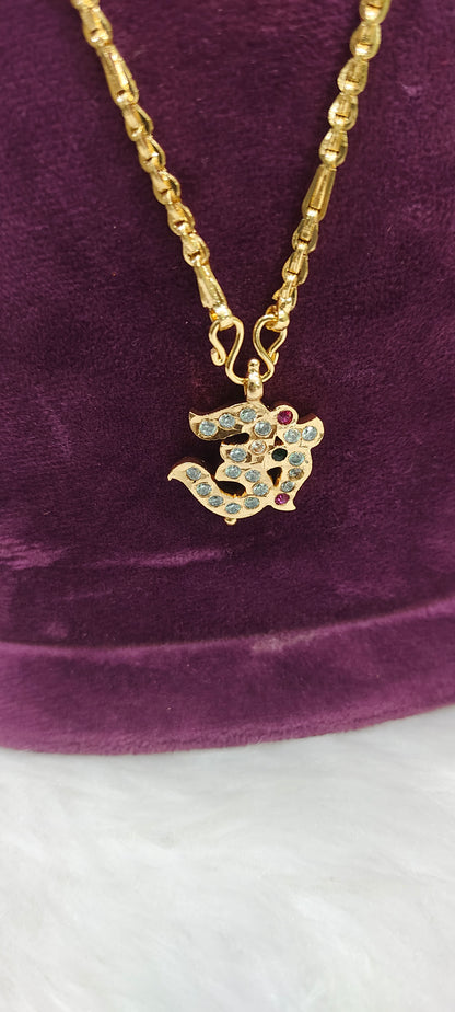Premium micro gold plated 20" length 5 plus 1 chain with pure panchaloham polished pendant (only locket panchaloham)
