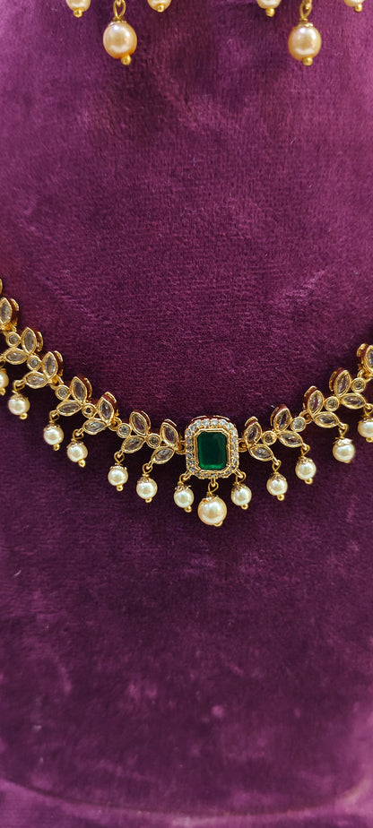 Premium nakshi polki stone necklace set