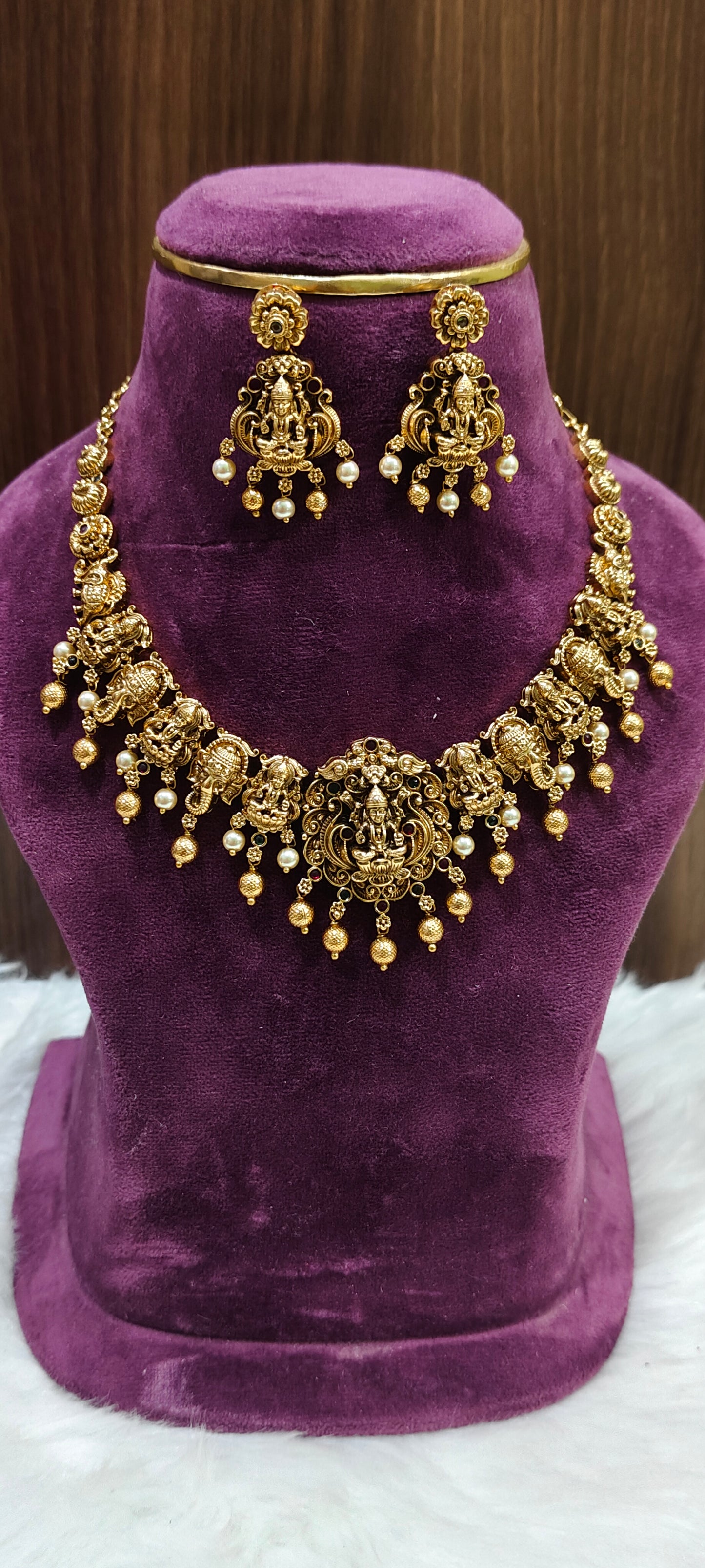 Premium antique nakshi maa Lakshmi Devi necklace set