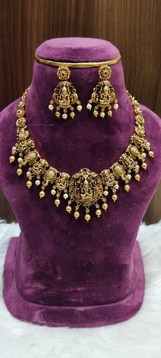 Premium antique nakshi maa Lakshmi Devi necklace set