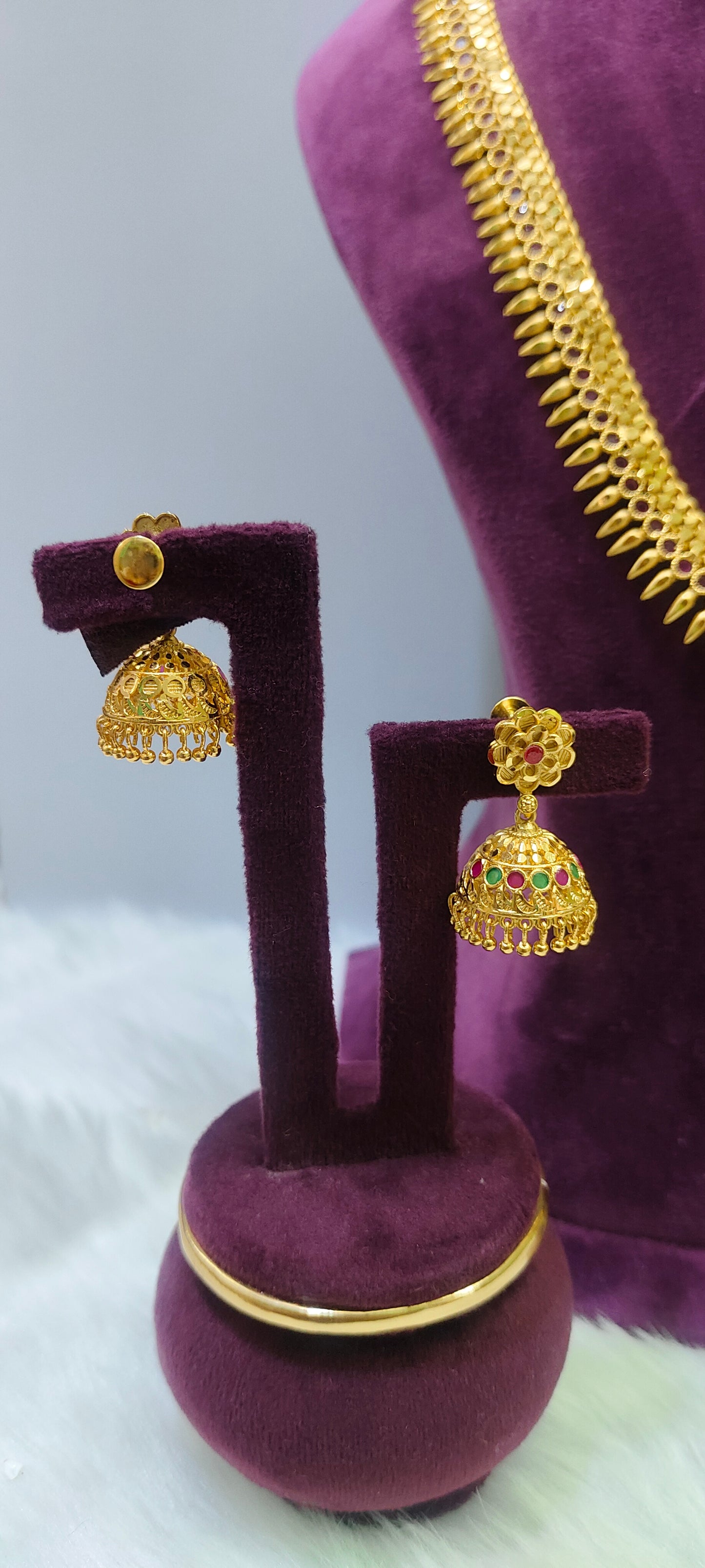 100% gold look necklace and long haram set