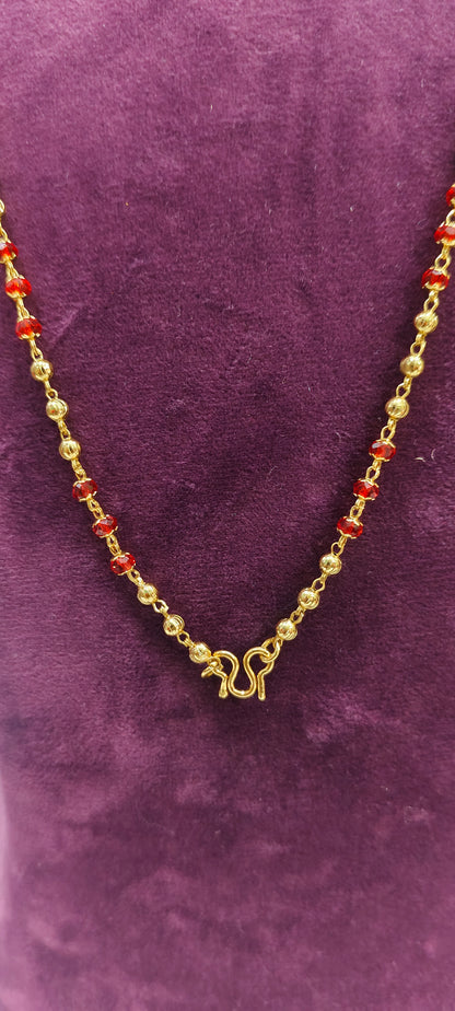 Premium micro gold plated 24" length dd balls with beads chain