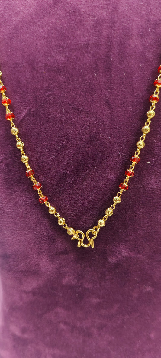 Premium micro gold plated 24" length dd balls with beads chain