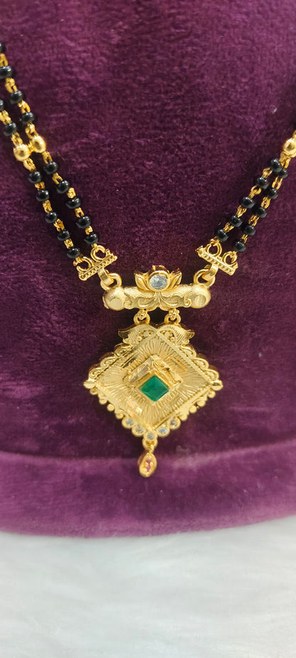 100% gold look 22" length 2 line black beads