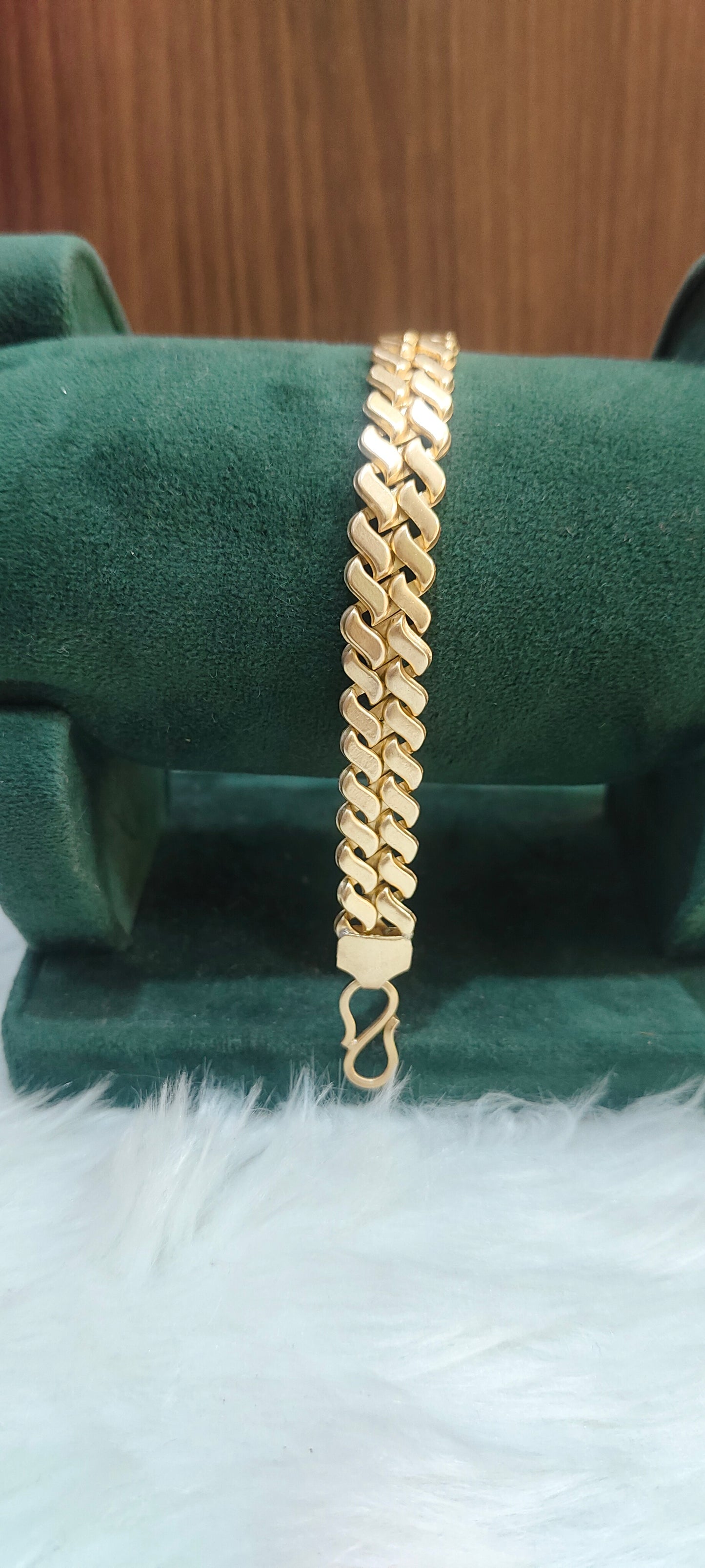 Pure panchaloham unpolished 8" length broad mens bracelet