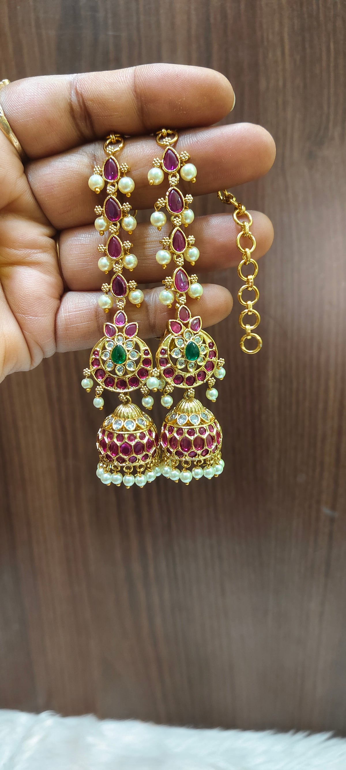 Premium kempu jumkas with attached maatis with push back