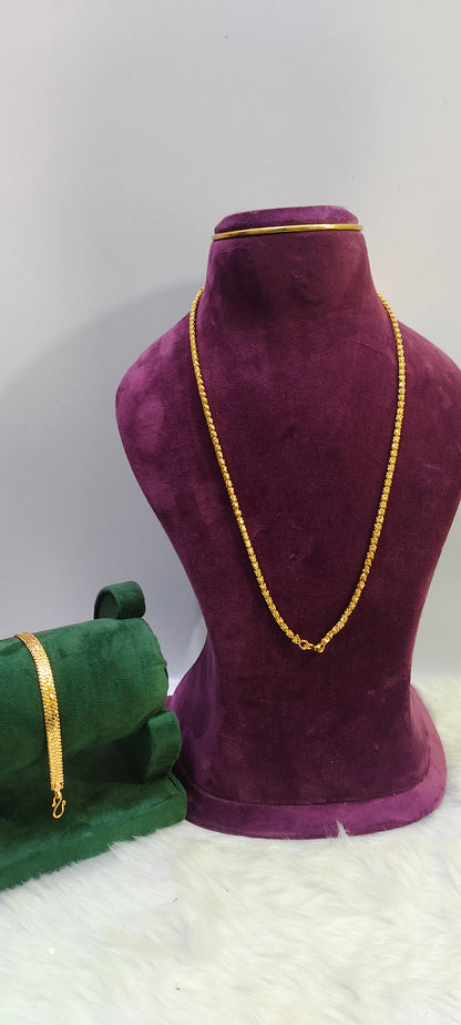 Mens combo 24" chandramukhi chain +8" mens bracelet