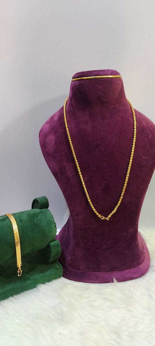 Mens combo 24" chandramukhi chain +8" mens bracelet