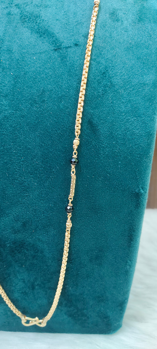 Pure panchaloham unpolished 24 " length black beads thali chain