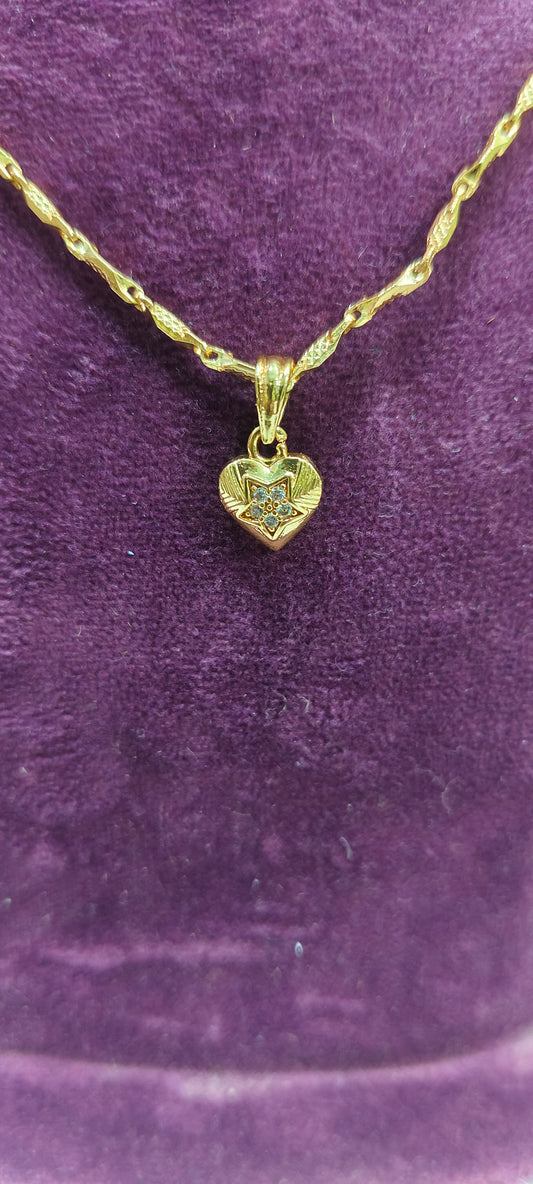 Premium micro gold plated daily wear 18" length heart pendant chain