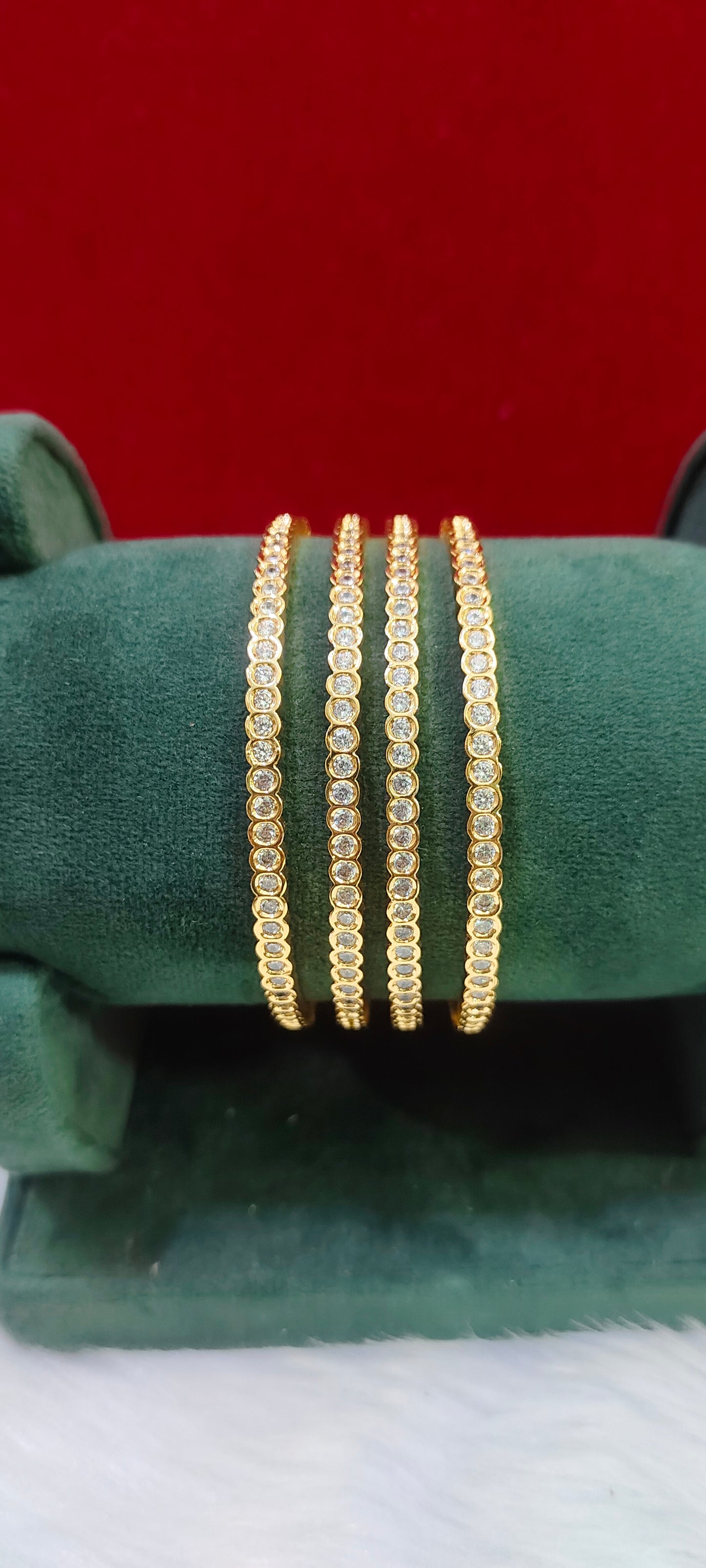 Pure panchaloham white stone 4 bangles