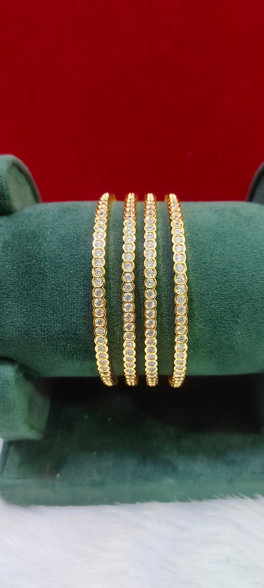 Pure panchaloham white stone 4 bangles