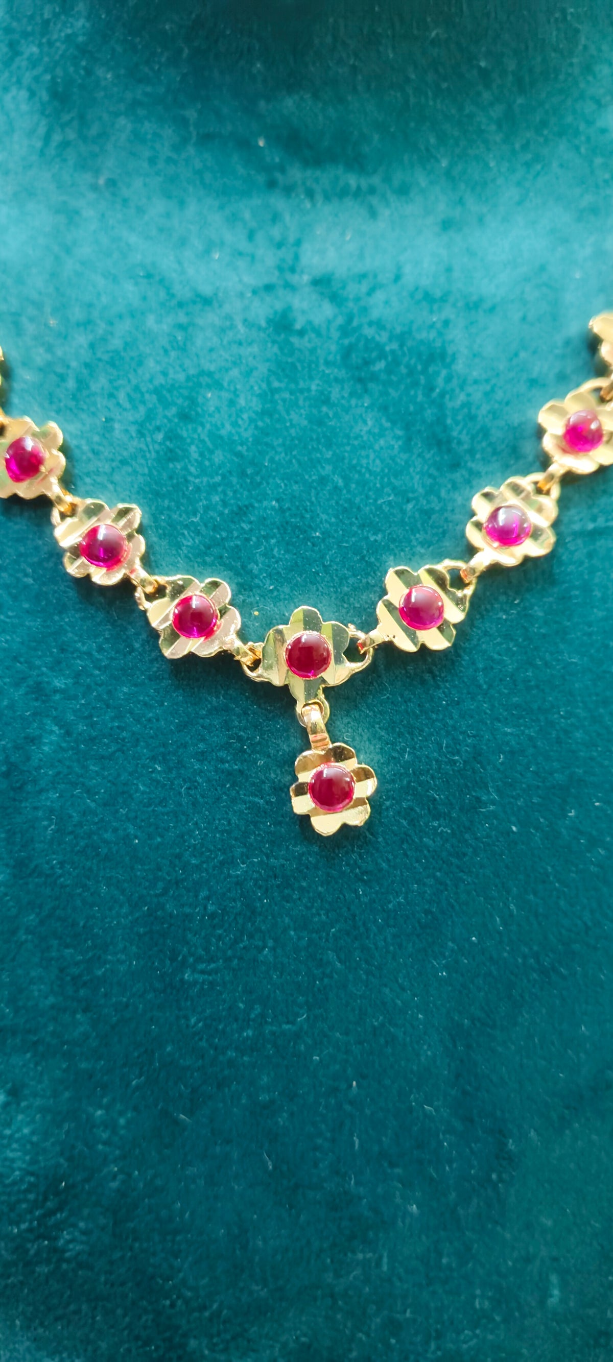 Pure panchaloham gold look ruby necklace