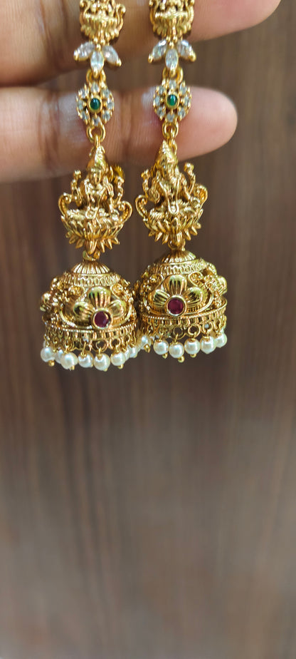Premium nakshi maati and screw back jumkas combo