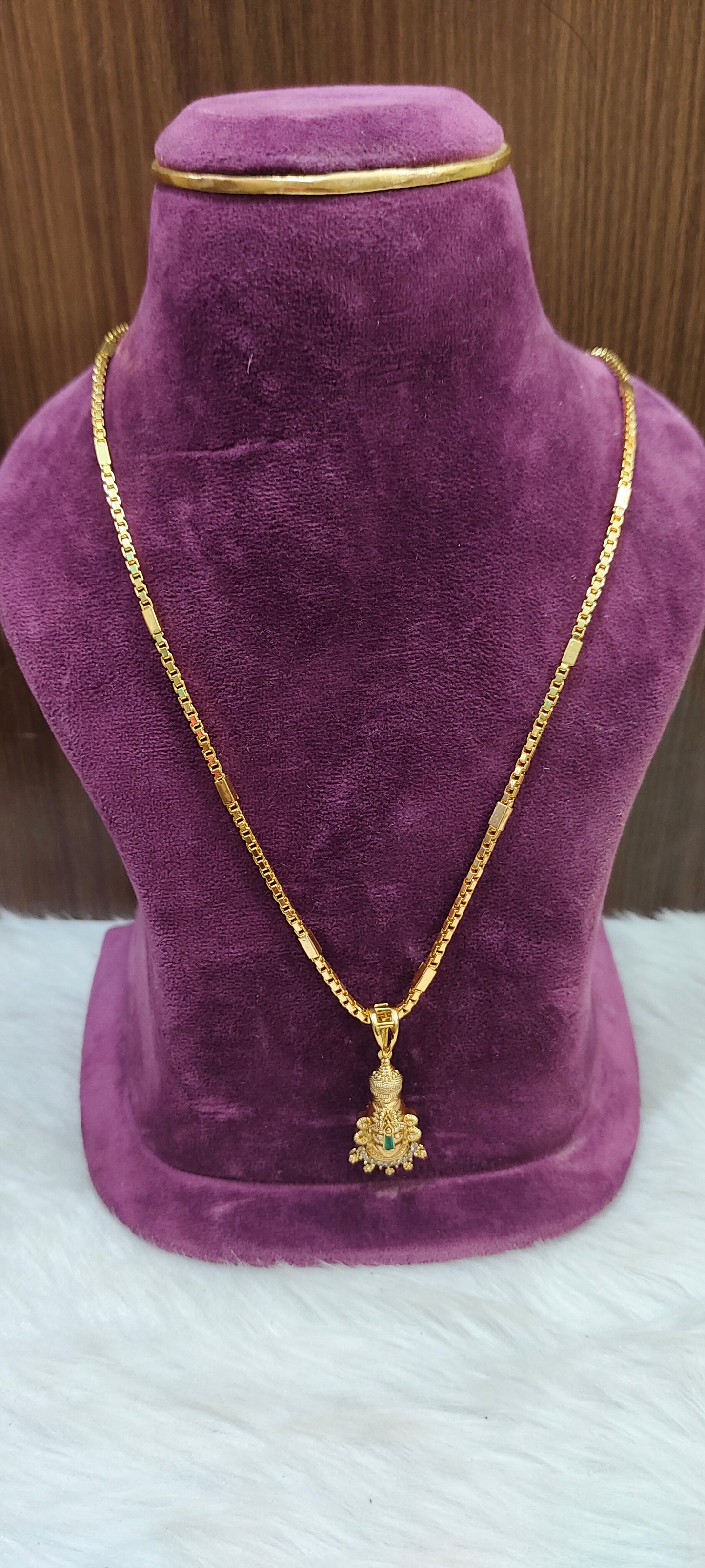 Premium micro gold plated 20" length balaji pendant chain with 8" mens bracelet combo