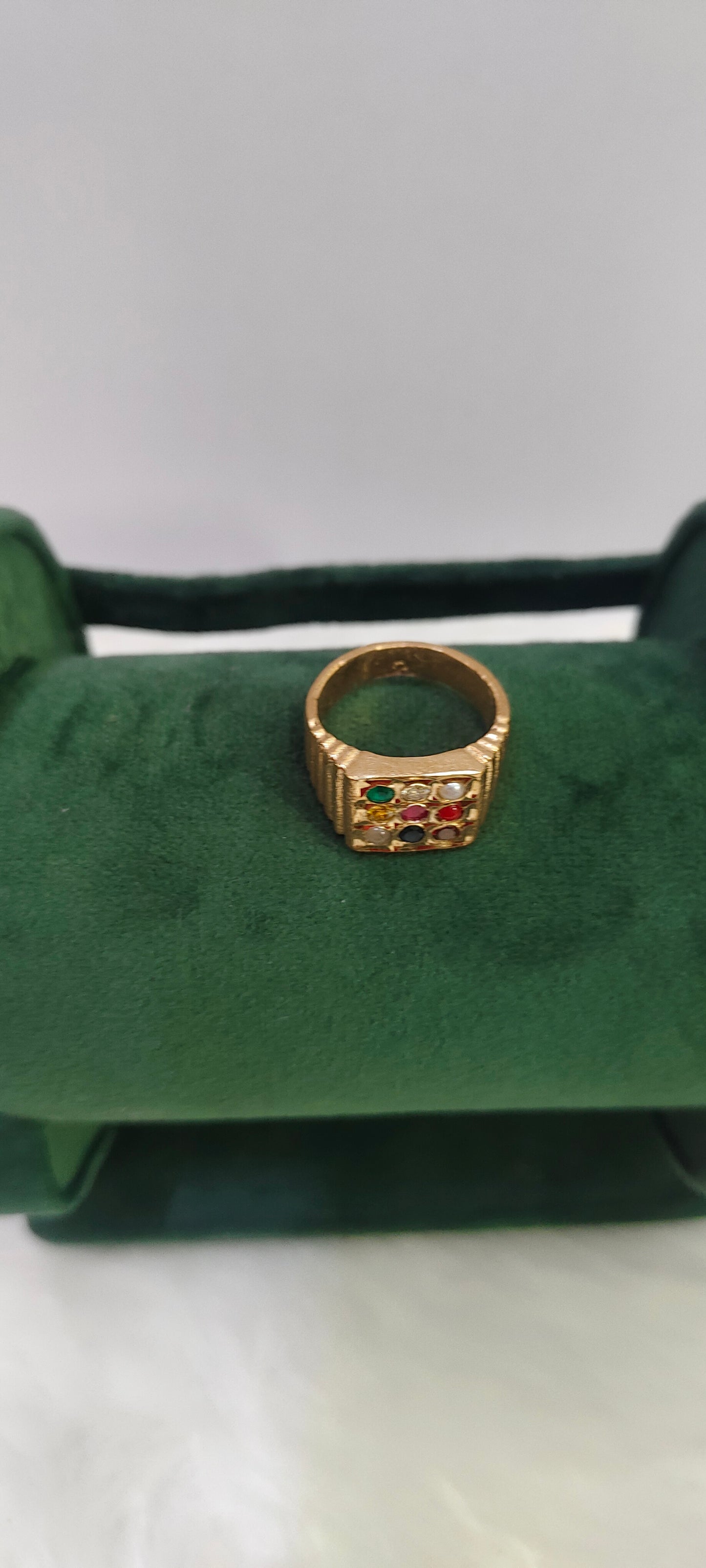 Pure panchaloham unpolished navratan ring for men