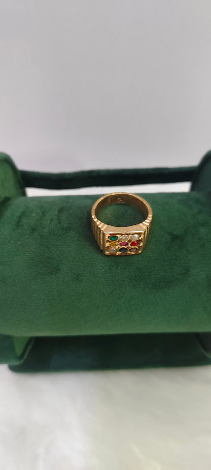 Pure panchaloham unpolished navratan ring for men
